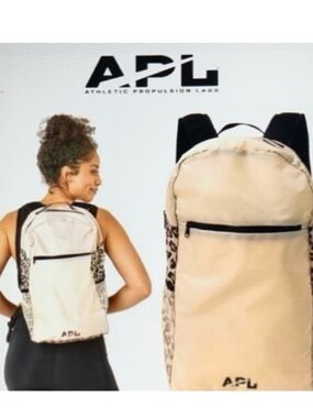 NWT Packable APL Beige Backpack with Leopard Side Panels